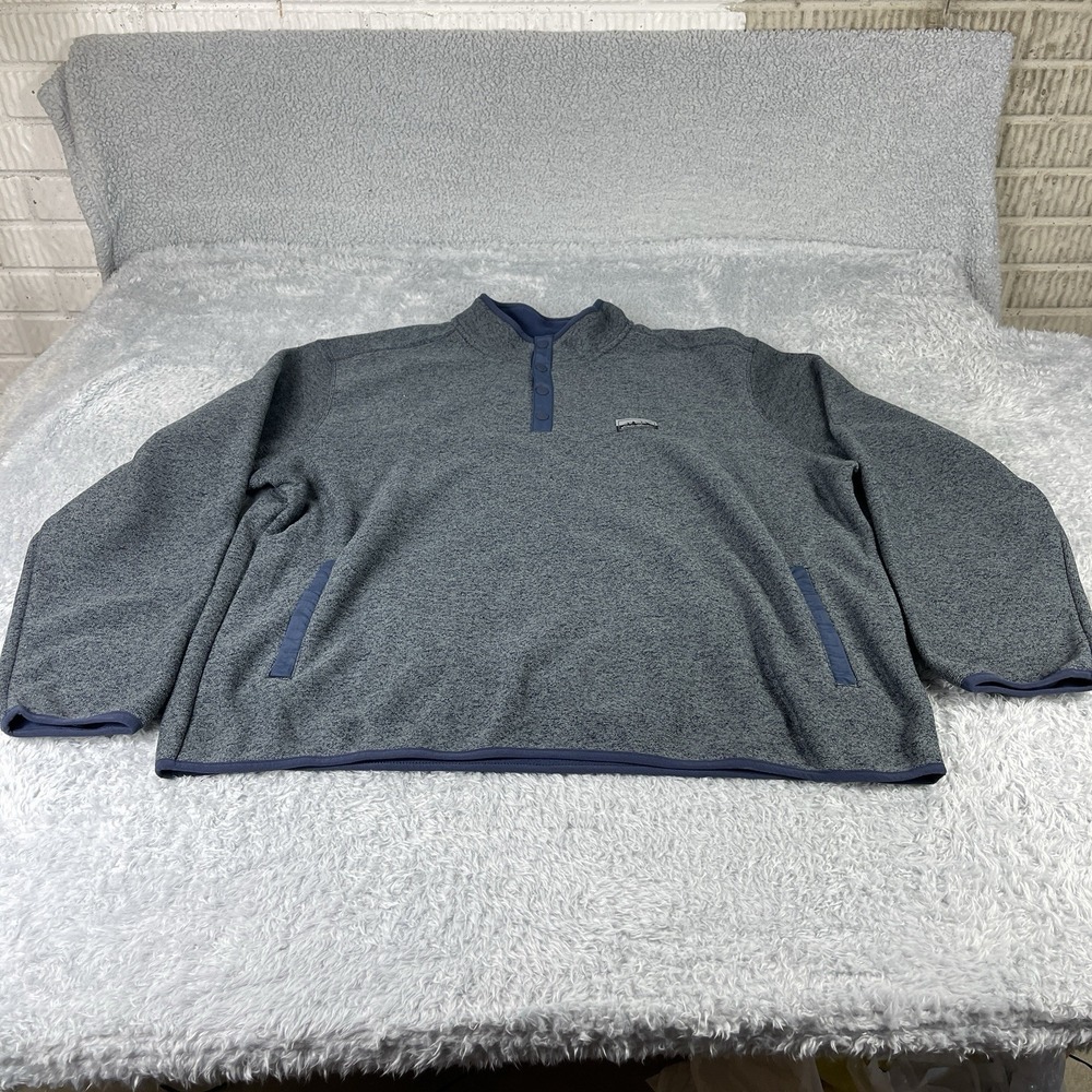 Eddie Bauer Classic Fleece Pullover 1/4 Snap Front Sweater Men's XXL Navy